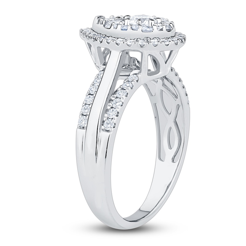 Main Image 2 of Brilliant Moments Multi-Diamond Pear Halo Engagement Ring 1 ct tw 14K White Gold