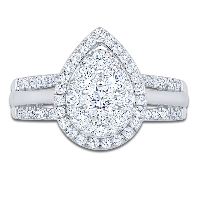 Main Image 3 of Brilliant Moments Multi-Diamond Pear Halo Engagement Ring 1 ct tw 14K White Gold