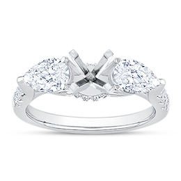 Pear-Shaped Lab-Grown Diamond Engagement Ring Setting 1-1/4 ct tw 14K White Gold