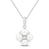 Thumbnail Image 1 of Cultured Pearl & White Lab-Created Sapphire Quad Necklace Sterling Silver 18"