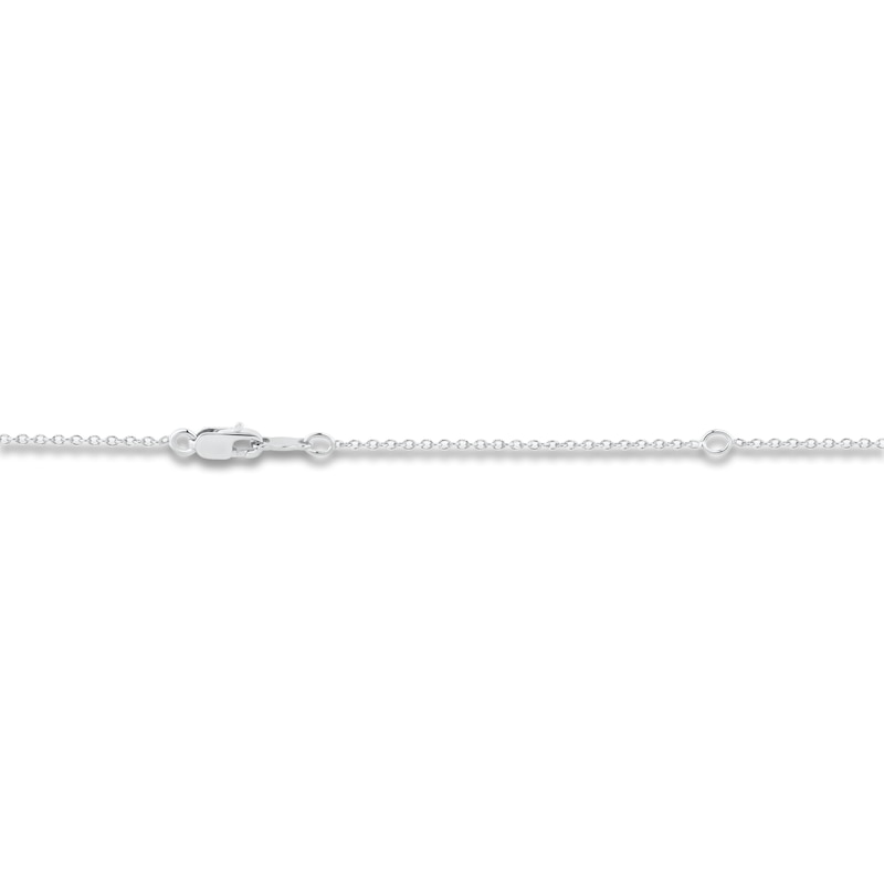 Main Image 4 of Cultured Pearl & White Lab-Created Sapphire Quad Necklace Sterling Silver 18"