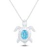 Thumbnail Image 1 of Oval-Cut Natural Swiss Blue Topaz Turtle Necklace Sterling Silver 18"