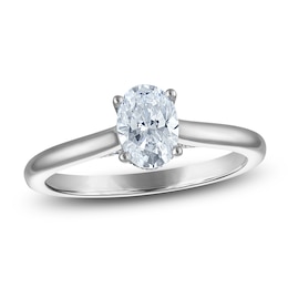 Oval-Cut Lab-Grown Diamond Solitaire Plus Engagement Ring 7/8 ct tw Platinum (VS2/F)