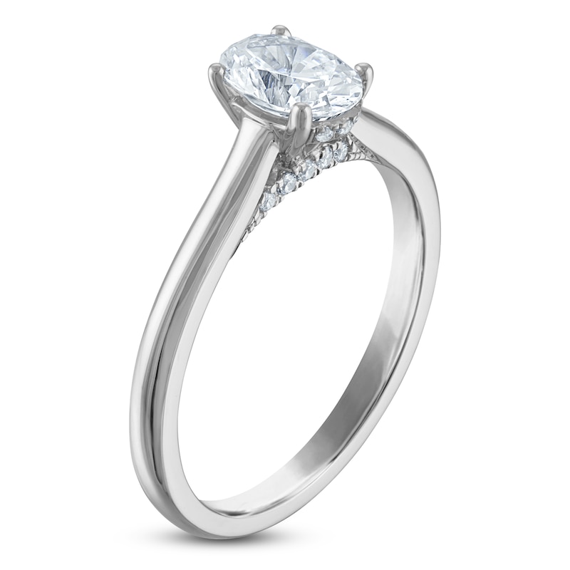 Main Image 2 of Oval-Cut Lab-Grown Diamond Solitaire Plus Engagement Ring 7/8 ct tw Platinum (VS2/F)