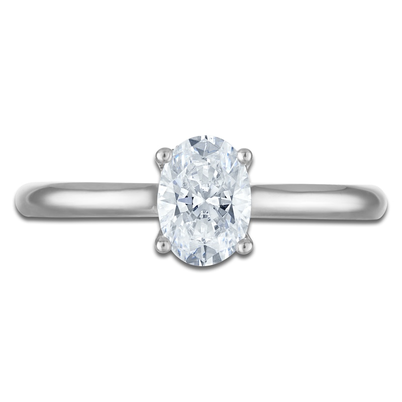 Main Image 3 of Oval-Cut Lab-Grown Diamond Solitaire Plus Engagement Ring 7/8 ct tw Platinum (VS2/F)