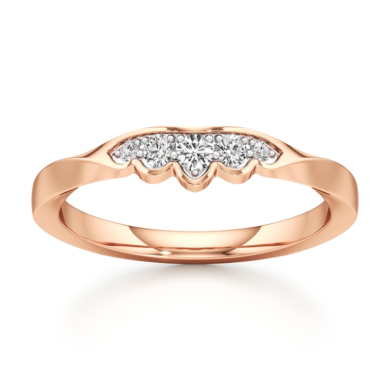 Main Image 1 of J'Lure Lab-Grown Diamond Scalloped Wedding Band 1/8 ct tw 18K Rose Gold