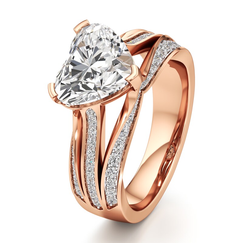 Main Image 4 of J'Lure Lab-Grown Diamond Heart Brilliant-Cut Engagement Ring 3-1/2 ct tw 18K Rose Gold