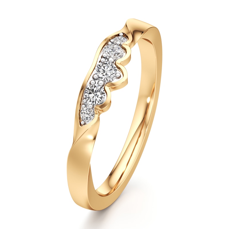 Main Image 4 of J'Lure Lab-Grown Diamond Scalloped Wedding Band 1/5 ct tw 18K Yellow Gold