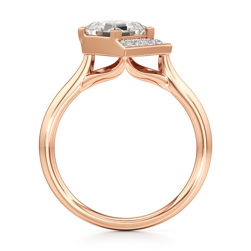 Main Image 2 of J'Lure Carre Step-Cut Lab-Grown Diamond Half-Halo Engagement Ring 1 ct tw 18K Rose Gold