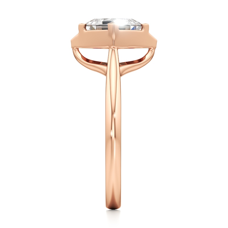 Main Image 3 of J'Lure Carre Step-Cut Lab-Grown Diamond Half-Halo Engagement Ring 1 ct tw 18K Rose Gold