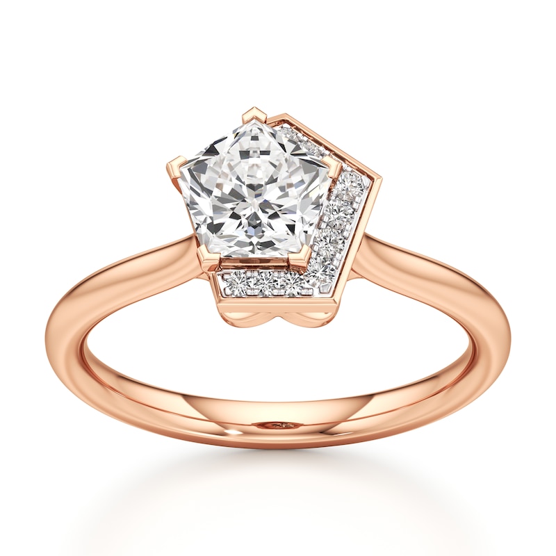 Main Image 1 of J'Lure Pentagon Brilliant-Cut Lab-Grown Diamond Half-Halo Engagement Ring 1 ct tw 18K Rose Gold