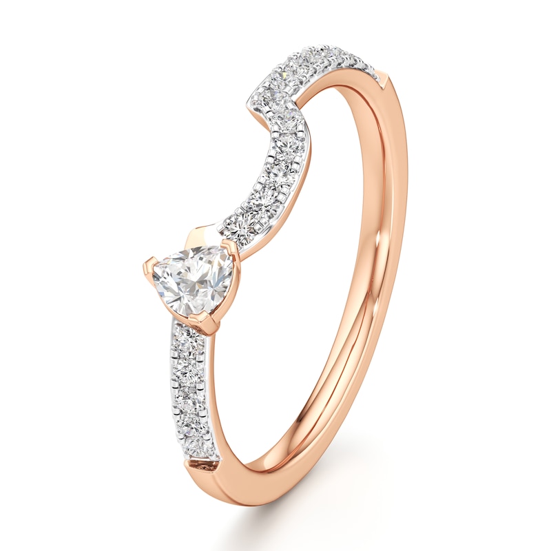 Main Image 4 of J'Lure Trillion Curved Brilliant-Cut Lab-Created Diamond Contour Wedding Band 1/3 ct tw 18K Rose Gold