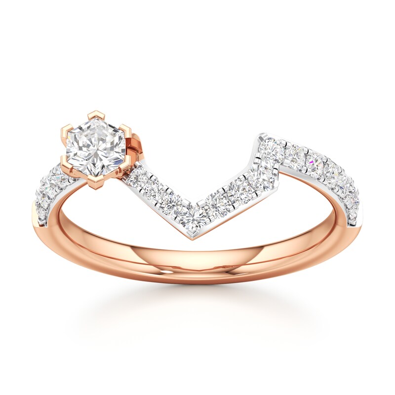 Main Image 1 of J'Lure Hexagon Brilliant-Cut Lab-Grown Diamond Contour Wedding Band 1/2 ct tw 18K Rose Gold