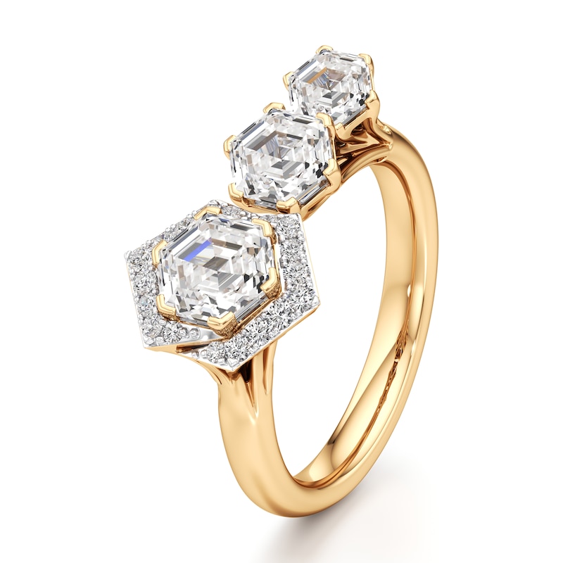 Main Image 4 of J'Lure Hexagon Step-Cut Lab-Grown Diamond Engagement Ring 2-1/5 ct tw 18K Yellow Gold
