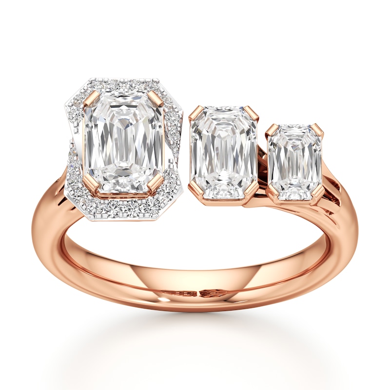 Main Image 1 of J'Lure Imperial-Emerald Step-Cut Lab-Grown Diamond Engagement Ring 2-1/6 ct tw 18K Rose Gold