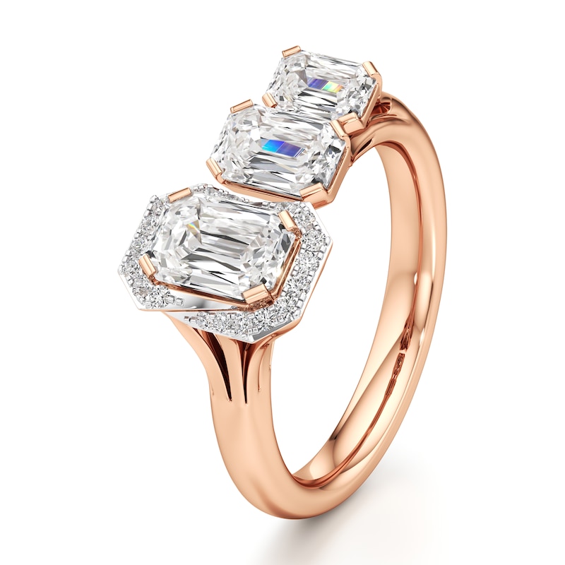 Main Image 4 of J'Lure Imperial-Emerald Step-Cut Lab-Grown Diamond Engagement Ring 2-1/6 ct tw 18K Rose Gold