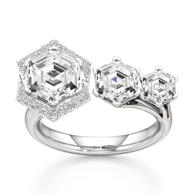 Main Image 1 of J'Lure Hexagon Step-Cut Lab-Grown Diamond Engagement Ring 3-5/8 ct tw 18K White Gold