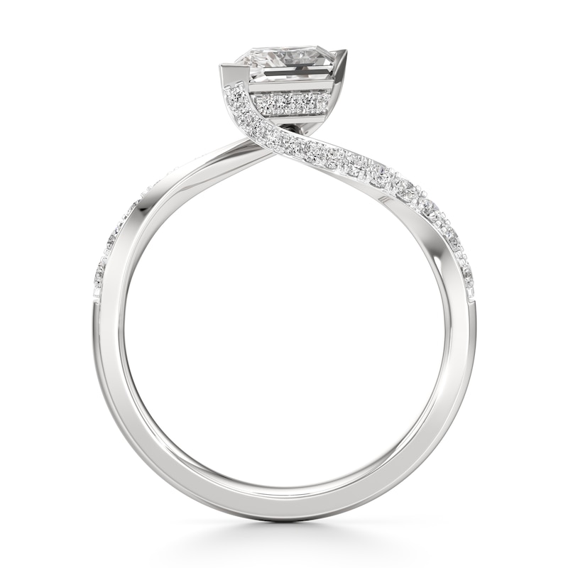 Main Image 2 of J'Lure Lozenge Step-Cut Lab-Grown Diamond Bypass Engagement Ring 1-3/8 ct tw 18K White Gold
