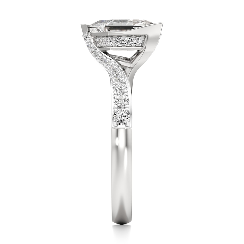Main Image 3 of J'Lure Lozenge Step-Cut Lab-Grown Diamond Bypass Engagement Ring 1-3/8 ct tw 18K White Gold