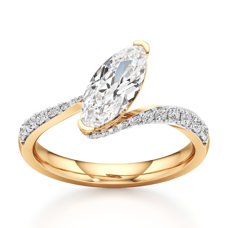 Main Image 1 of J'Lure Moval Old-Cut Lab-Grown Diamond Bypass Engagement Ring 1-3/8 ct tw 18K Yellow Gold