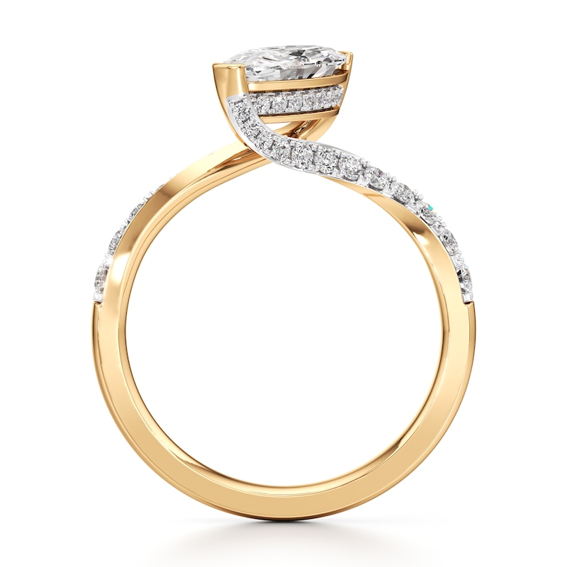 Main Image 2 of J'Lure Moval Old-Cut Lab-Grown Diamond Bypass Engagement Ring 1-3/8 ct tw 18K Yellow Gold