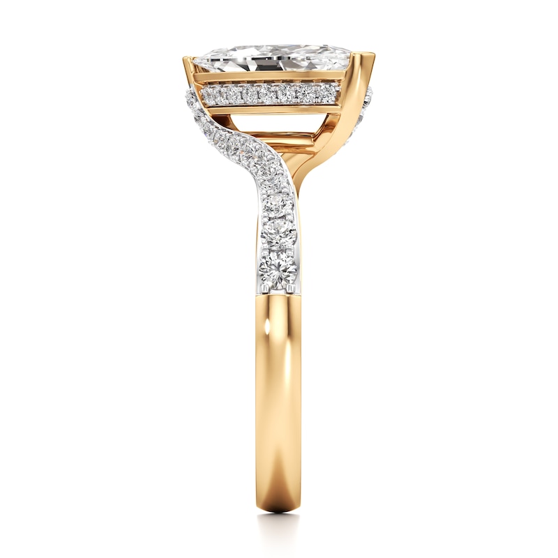Main Image 3 of J'Lure Moval Old-Cut Lab-Grown Diamond Bypass Engagement Ring 1-3/8 ct tw 18K Yellow Gold