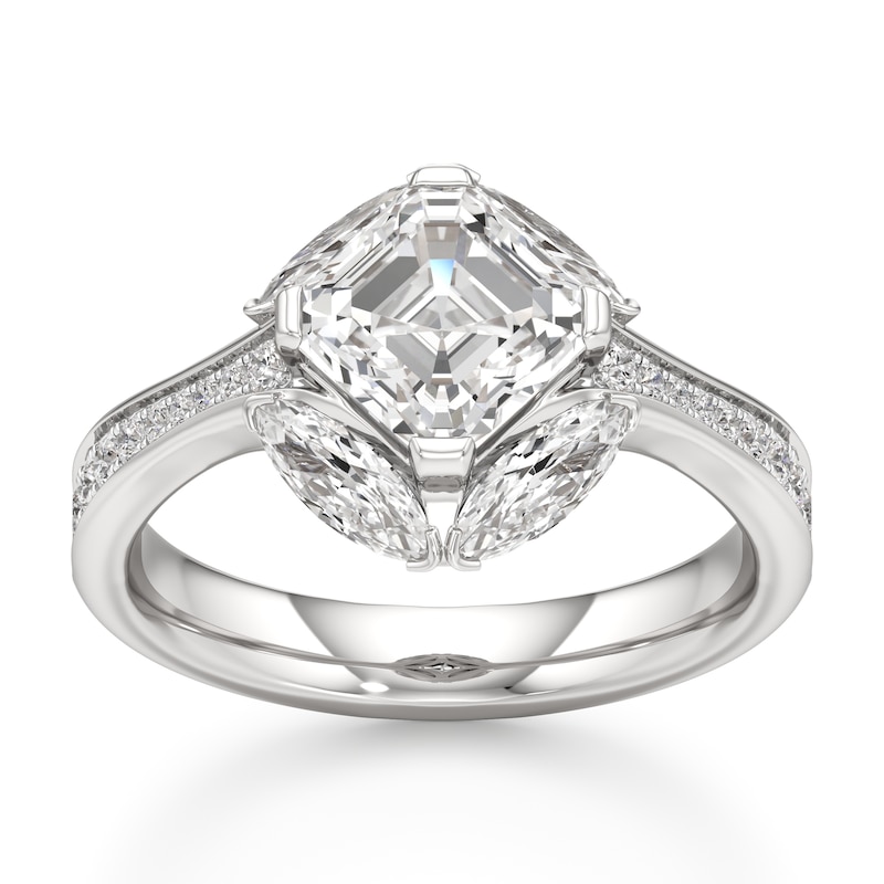 Main Image 1 of J'Lure Square-Emerald Step-Cut Lab-Grown Diamond Engagement Ring 3 ct tw 18K White Gold