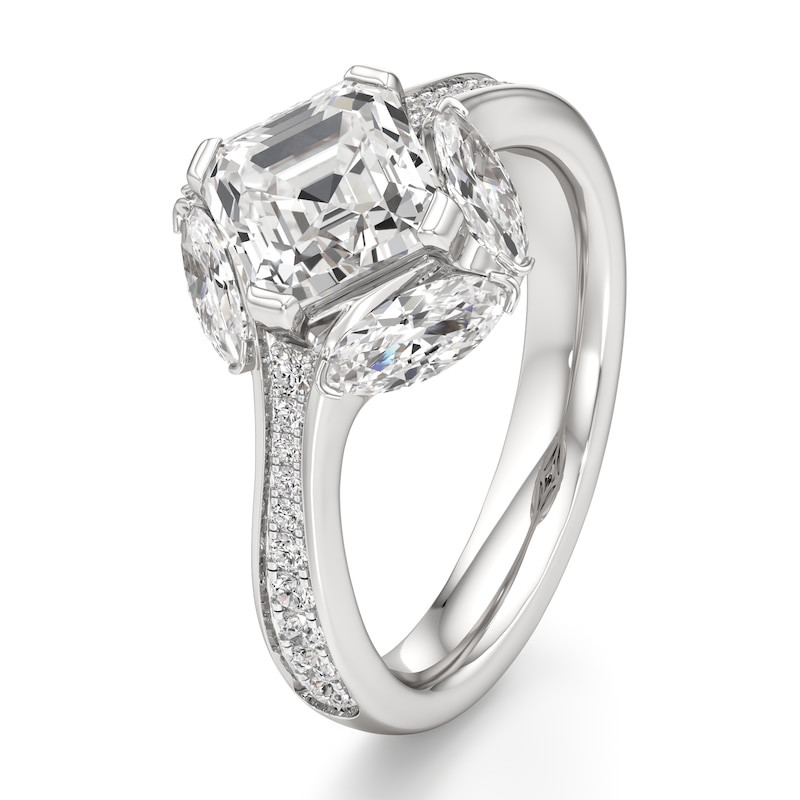 Main Image 4 of J'Lure Square-Emerald Step-Cut Lab-Grown Diamond Engagement Ring 3 ct tw 18K White Gold