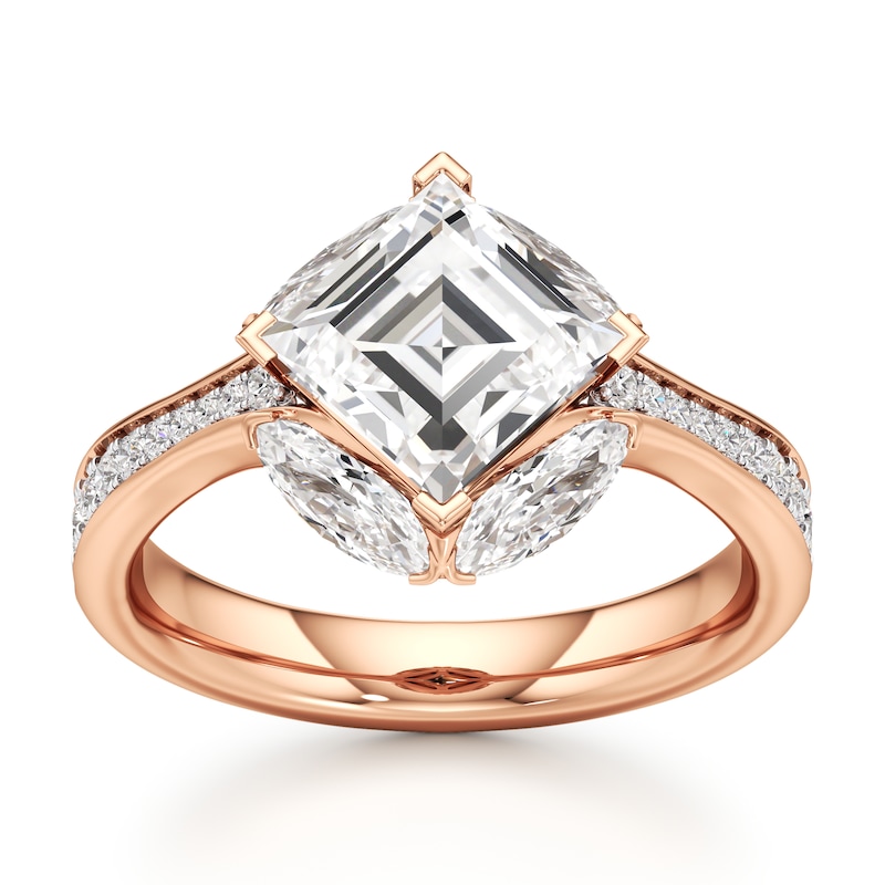 Main Image 1 of J'Lure Carre Step-Cut Lab-Grown Diamond Engagement Ring 3 ct tw 18K Rose Gold
