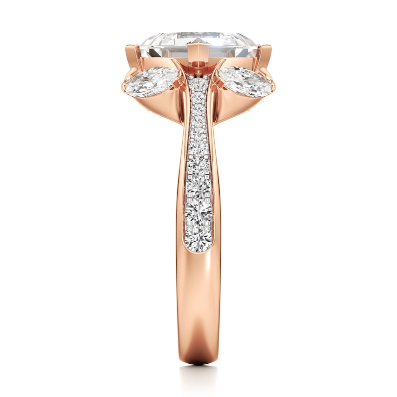 Main Image 3 of J'Lure Carre Step-Cut Lab-Grown Diamond Engagement Ring 3 ct tw 18K Rose Gold