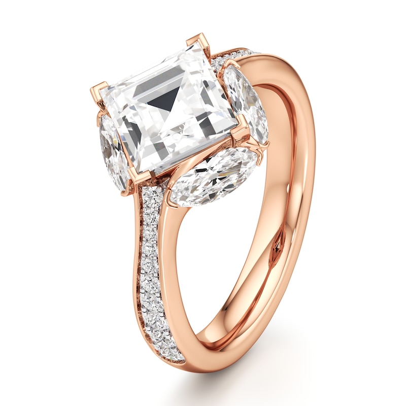 Main Image 4 of J'Lure Carre Step-Cut Lab-Grown Diamond Engagement Ring 3 ct tw 18K Rose Gold