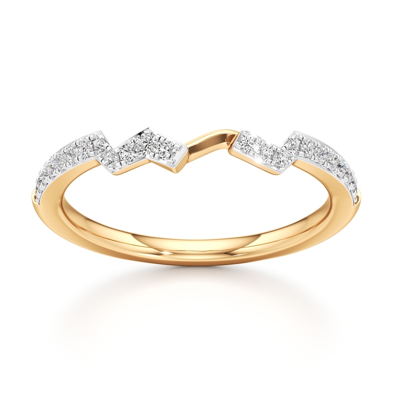 Main Image 1 of J'Lure Lab-Grown Diamond Angled Contour Wedding Band 1/6 ct tw 18K Yellow Gold
