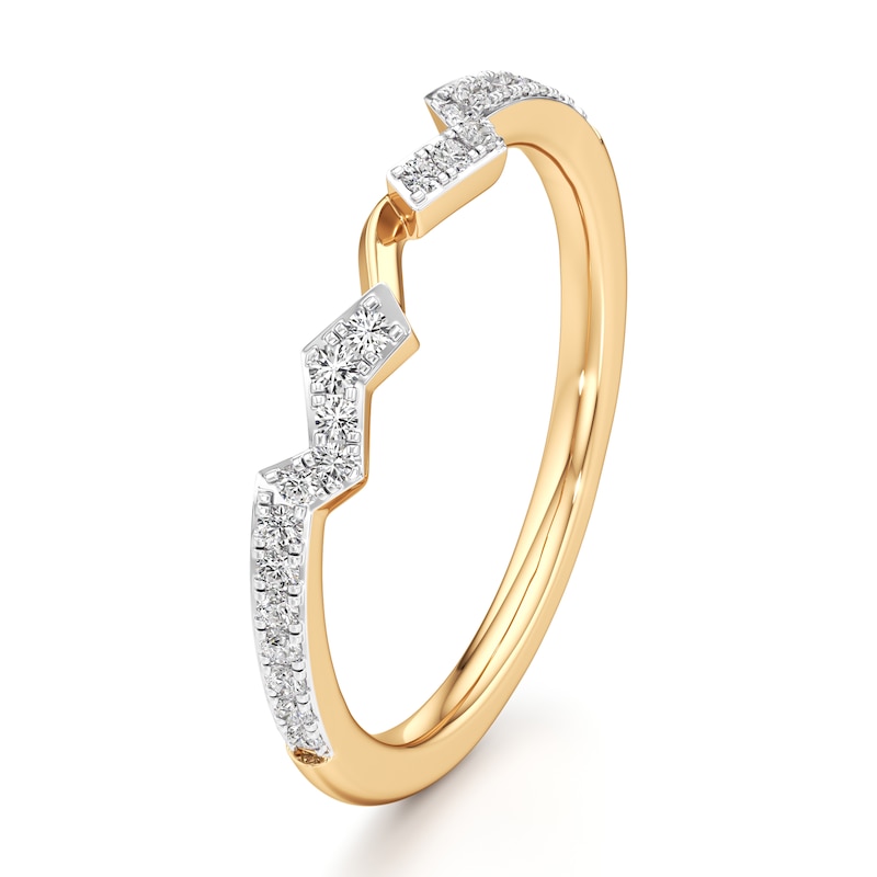 Main Image 4 of J'Lure Lab-Grown Diamond Angled Contour Wedding Band 1/6 ct tw 18K Yellow Gold