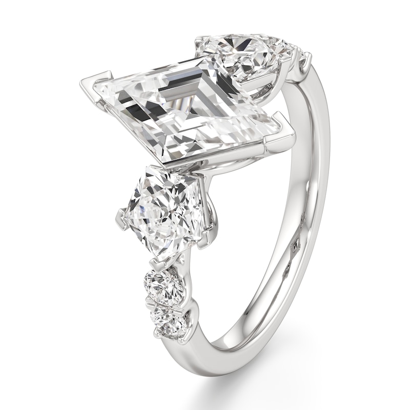 Main Image 4 of J'Lure Lozenge Step-Cut Lab-Grown Diamond Engagement Ring 3-3/8 ct tw 18K White Gold
