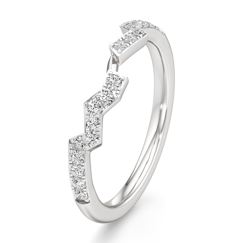 Main Image 4 of J'Lure Lab-Grown Diamond Angled Contour Wedding Band 1/5 ct tw 18K White Gold