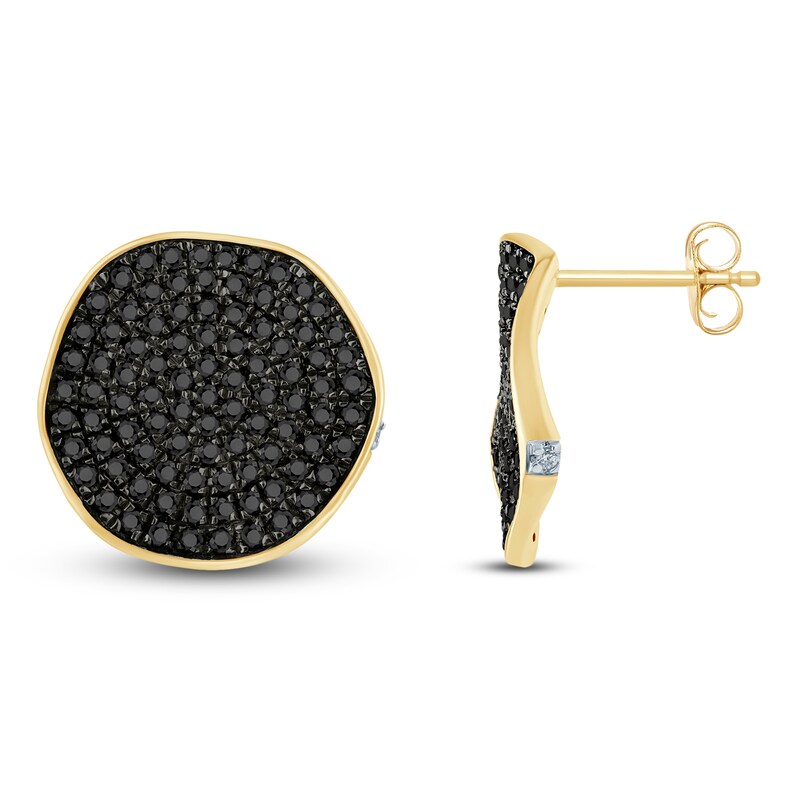Main Image 1 of Pnina Tornai Black Multi-Diamond Wavy Circle Stud Earrings 1-1/4 ct tw 14K Yellow Gold