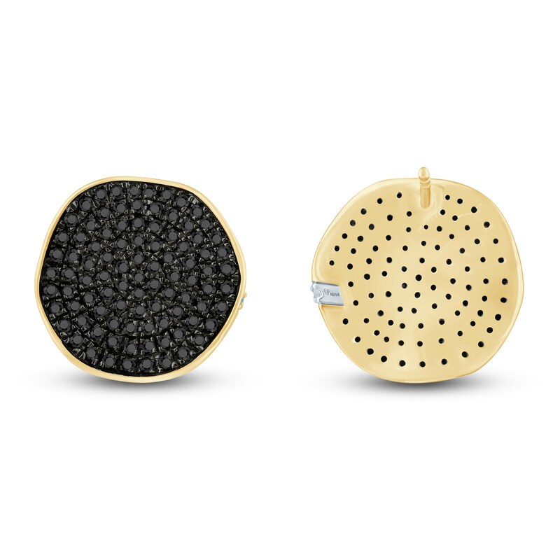 Main Image 3 of Pnina Tornai Black Multi-Diamond Wavy Circle Stud Earrings 1-1/4 ct tw 14K Yellow Gold