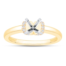 Certified Diamond Collar Engagement Ring Setting 1/10 ct tw 14K Yellow Gold