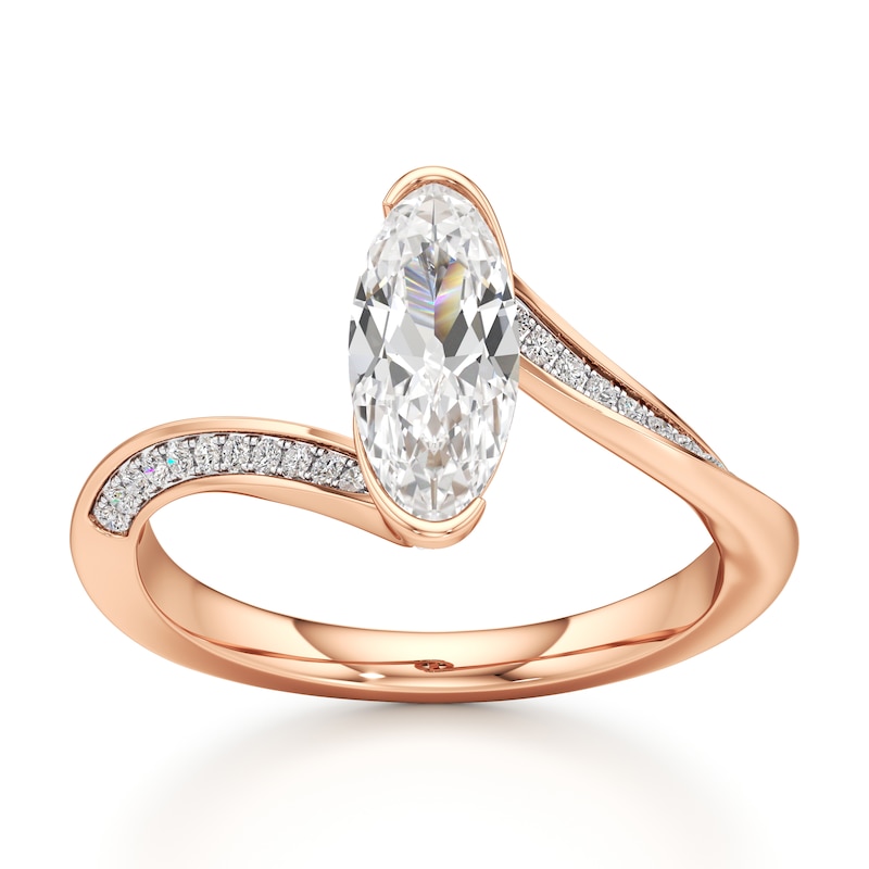 Main Image 1 of J'Lure Moval Old-Cut Lab-Grown Diamond Bypass Engagement Ring 1-1/6 ct tw 18K Rose Gold