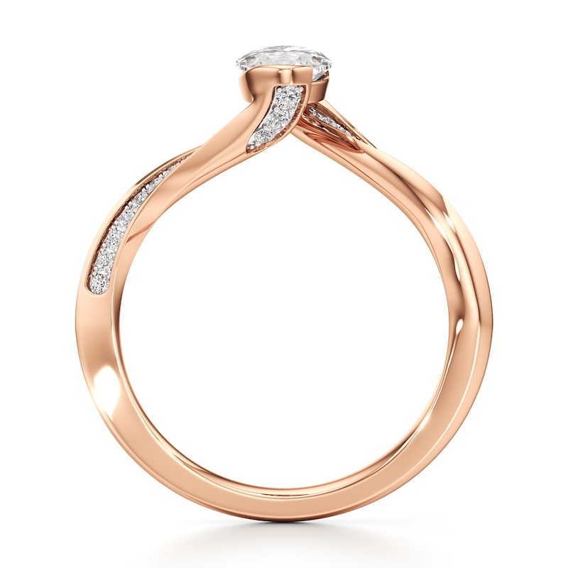 Main Image 2 of J'Lure Moval Old-Cut Lab-Grown Diamond Bypass Engagement Ring 1-1/6 ct tw 18K Rose Gold