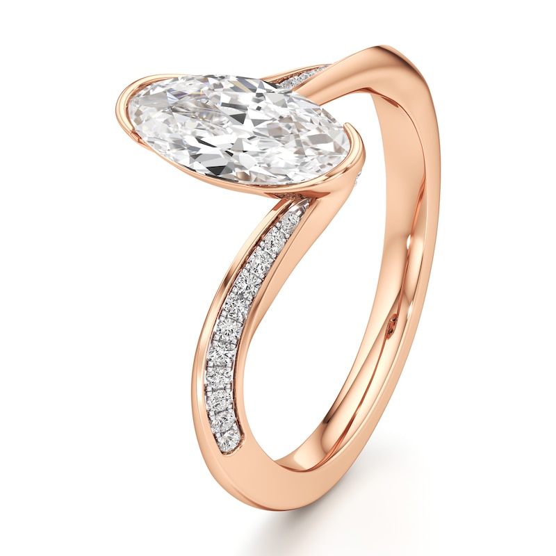 Main Image 4 of J'Lure Moval Old-Cut Lab-Grown Diamond Bypass Engagement Ring 1-1/6 ct tw 18K Rose Gold