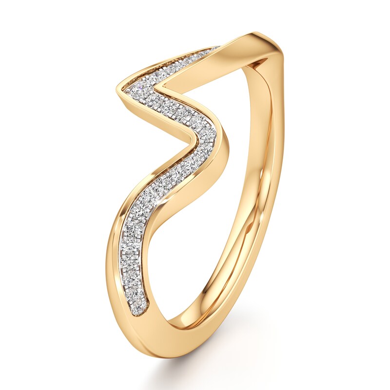 Main Image 4 of J'Lure Lab-Grown Diamond Contour Wedding Band 1/6 ct tw 18K Yellow Gold