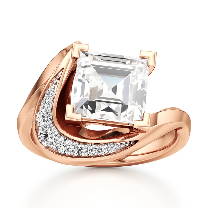 Main Image 1 of J'Lure Carre Step-Cut Lab-Grown Diamond Engagement Ring 3 ct tw 18K Rose Gold