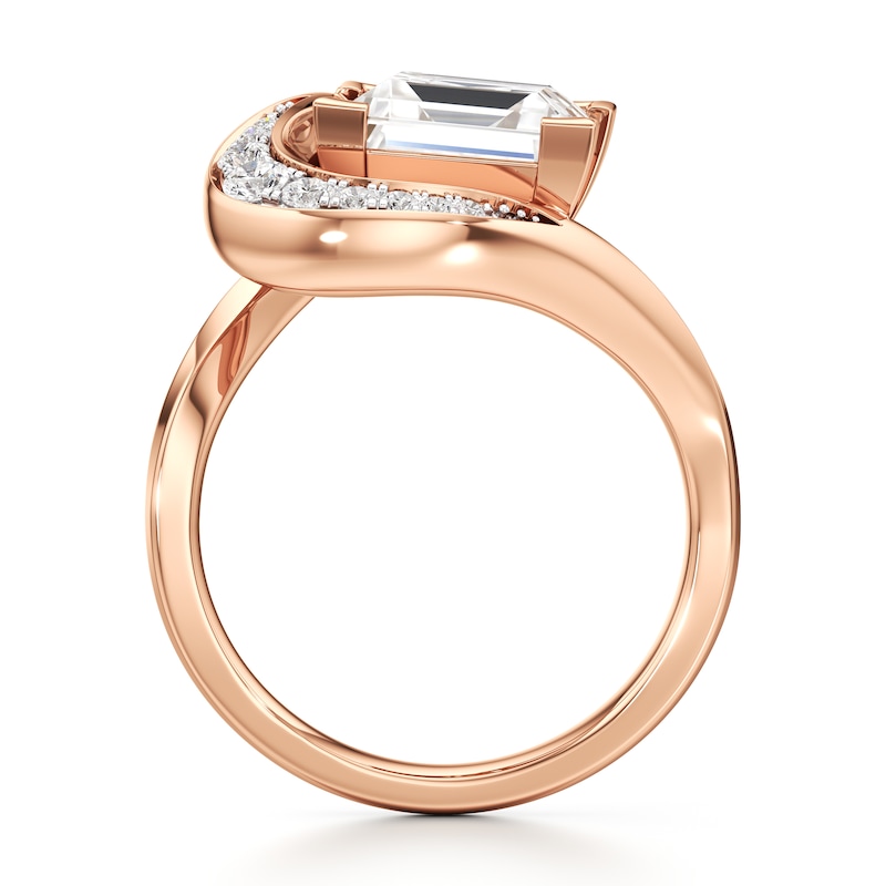Main Image 2 of J'Lure Carre Step-Cut Lab-Grown Diamond Engagement Ring 3 ct tw 18K Rose Gold