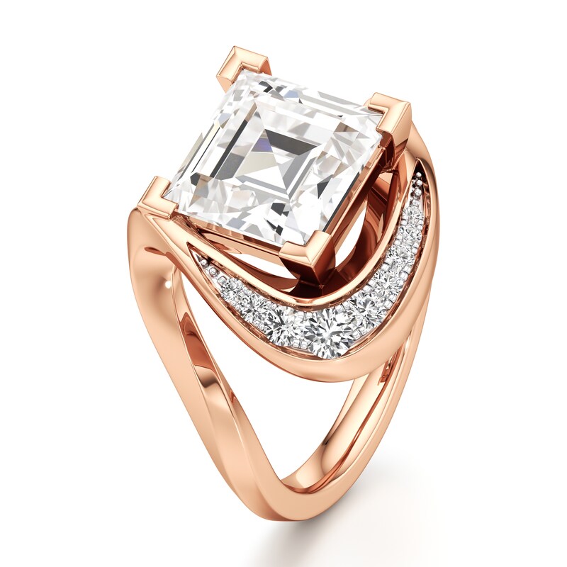 Main Image 4 of J'Lure Carre Step-Cut Lab-Grown Diamond Engagement Ring 3 ct tw 18K Rose Gold