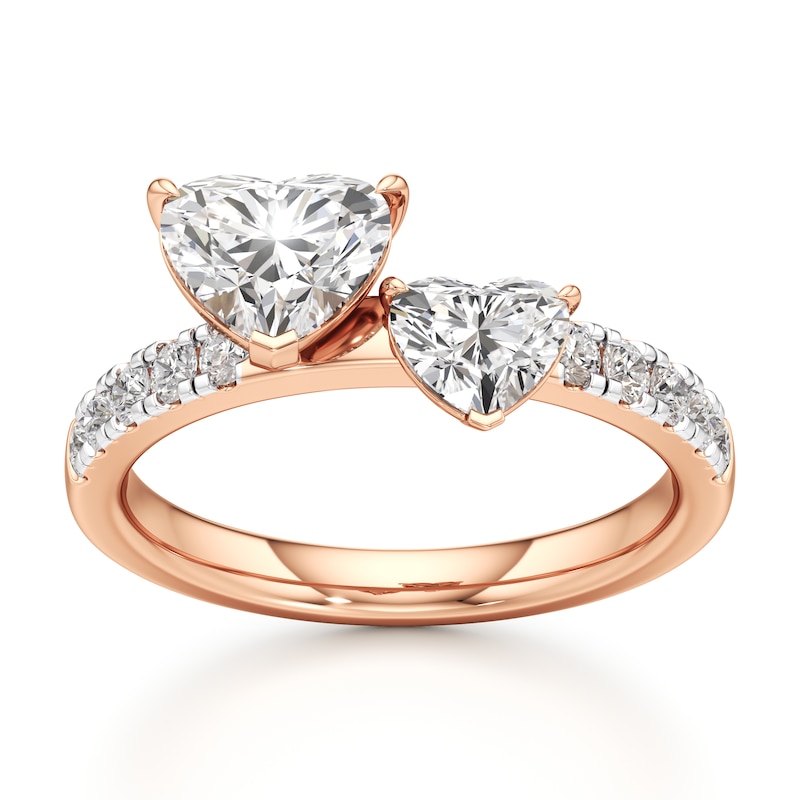 Main Image 1 of J'Lure Heart Brilliant-Cut Two-Stone Lab-Grown Diamond Engagement Ring 1-3/4 ct tw 18K Rose Gold