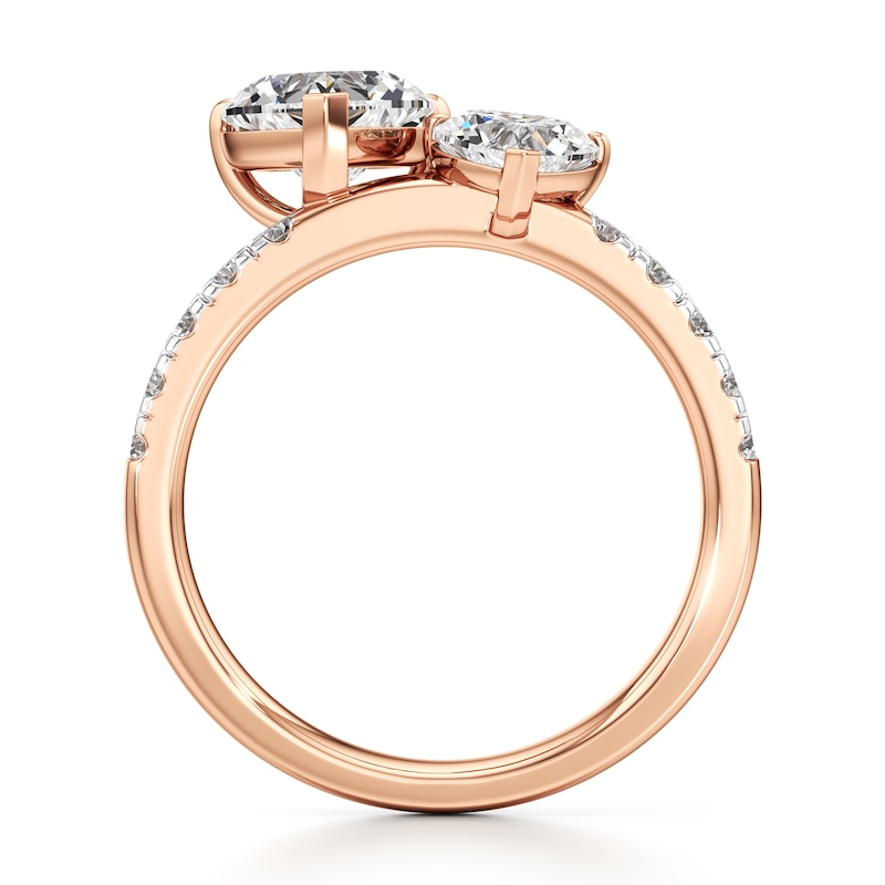 Main Image 2 of J'Lure Heart Brilliant-Cut Two-Stone Lab-Grown Diamond Engagement Ring 1-3/4 ct tw 18K Rose Gold