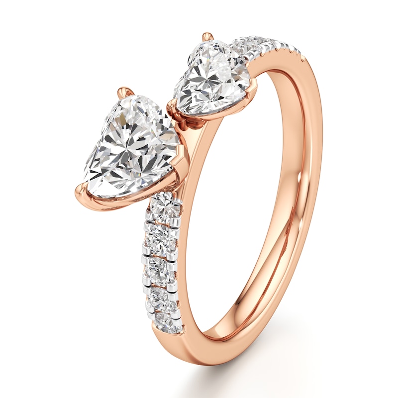Main Image 4 of J'Lure Heart Brilliant-Cut Two-Stone Lab-Grown Diamond Engagement Ring 1-3/4 ct tw 18K Rose Gold