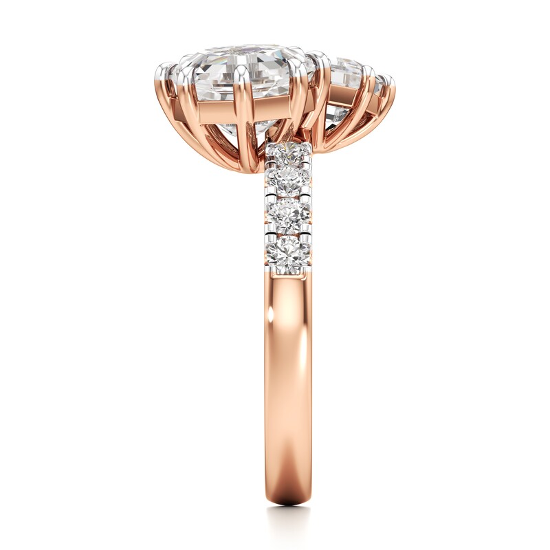 Main Image 3 of J'Lure Octagon Step-Cut Two-Stone Lab-Grown Diamond Engagement Ring 3-1/3 ct tw 18K Rose Gold