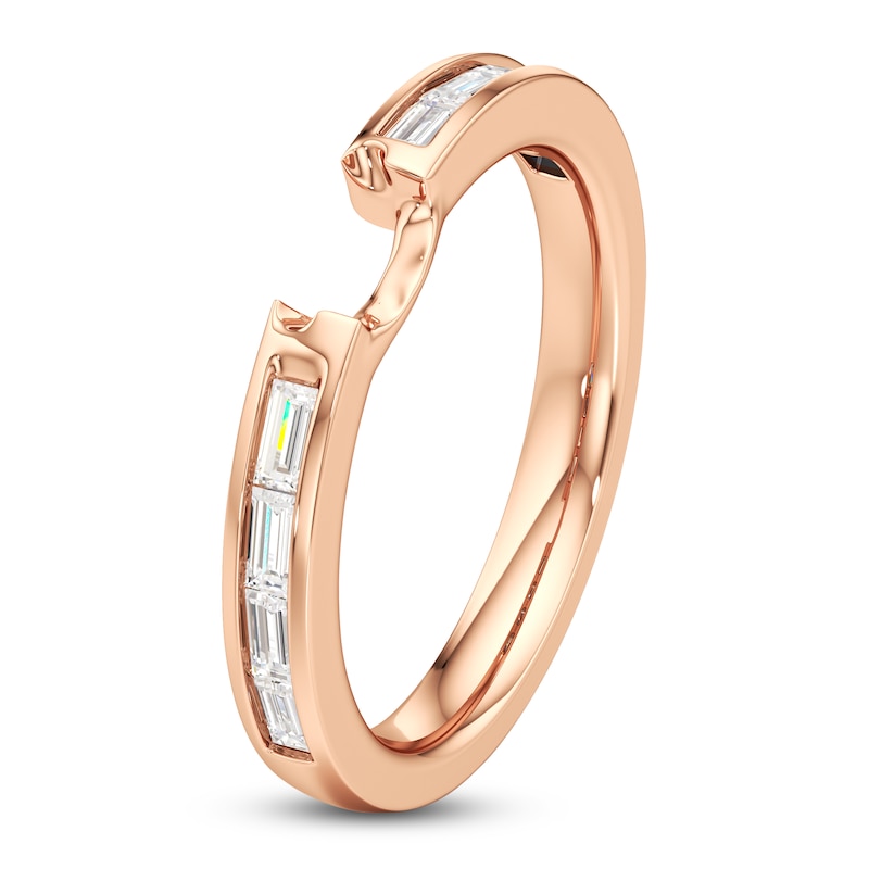 Main Image 4 of J'Lure Baguette-Cut Lab-Grown Diamond Contour Wedding Band 3/8 ct tw 18K Rose Gold